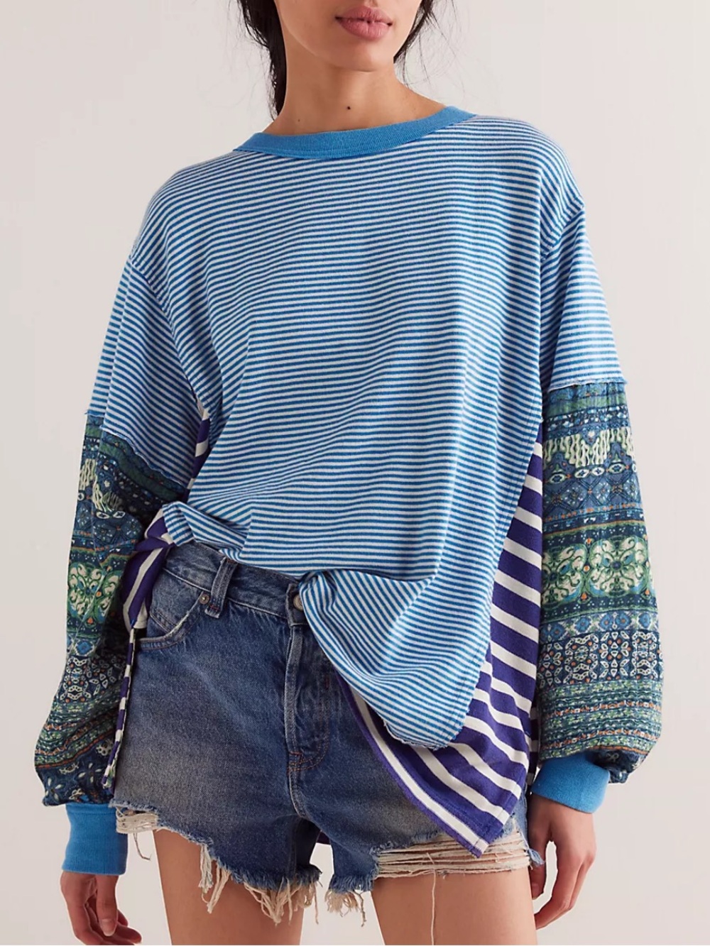 Free People We The Free Gold Rush Tee Women Striped Sweatshirt Top XL New